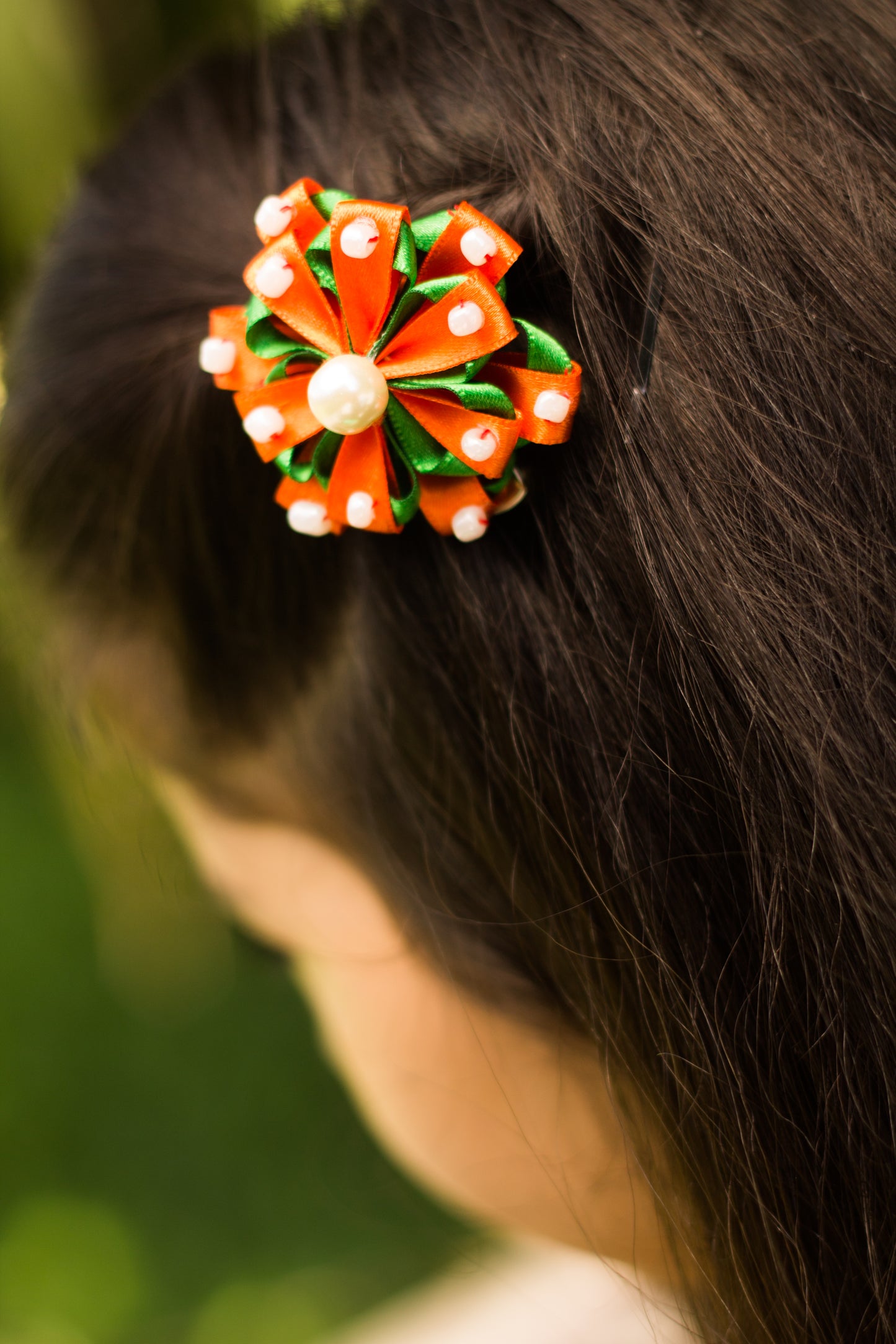 Marigold Pearl Bloom Hair Clip Handmade Floral Hair Accessory for Girls & Teens