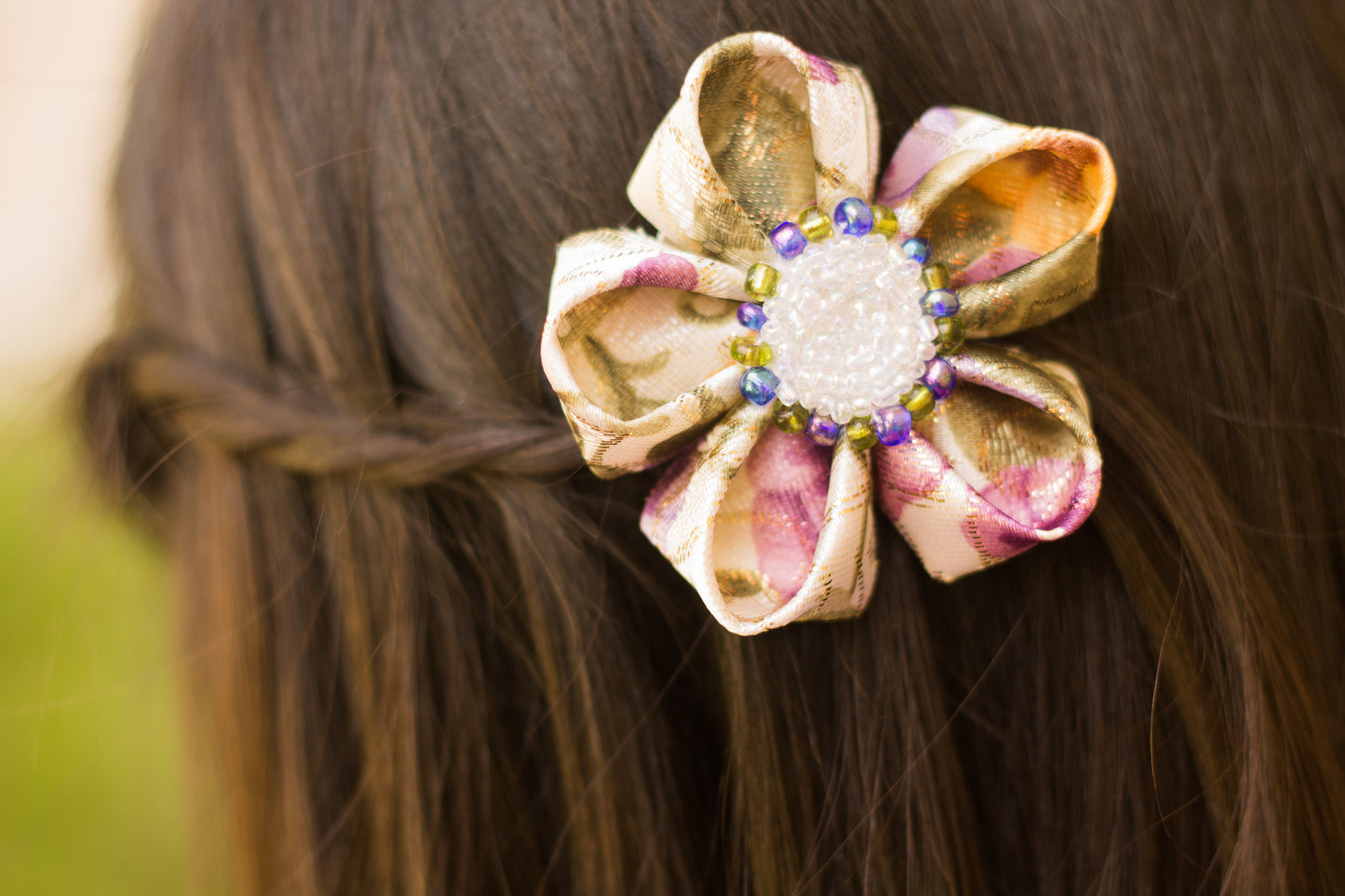 Lavender Pearl Kanzashi Hair Clip