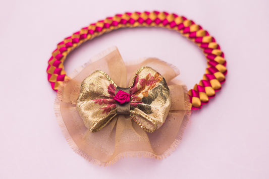 Fuchsia & Gold Bow Hair Ban