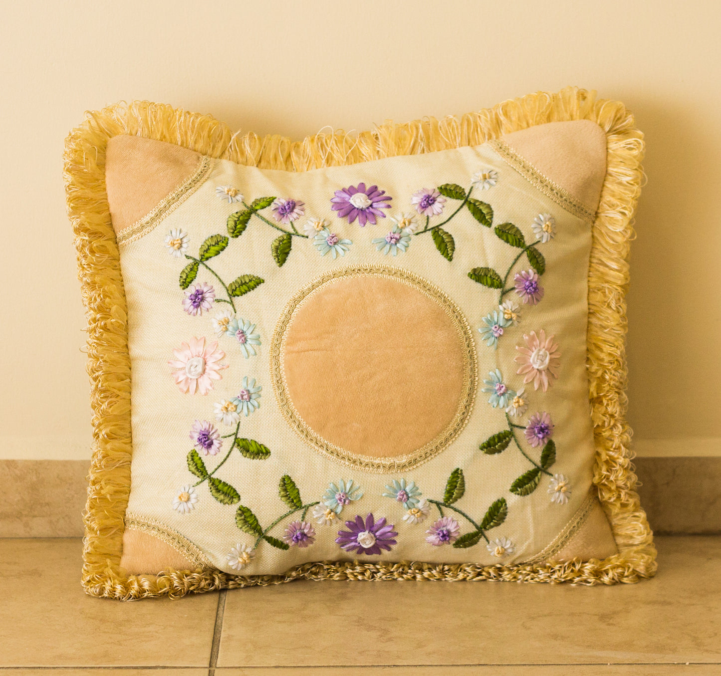 Cream Lavender Pillow Case